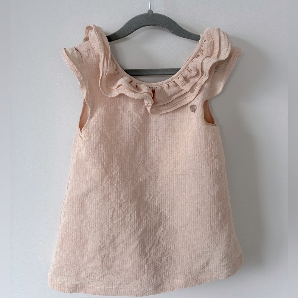 LE CHIC Peach Ruffle Neck Sun Dress 2-3 years